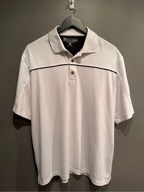 Pebble Beach Performance Polo Shirt Men’s Large White Golf Short Sleeve Athletic